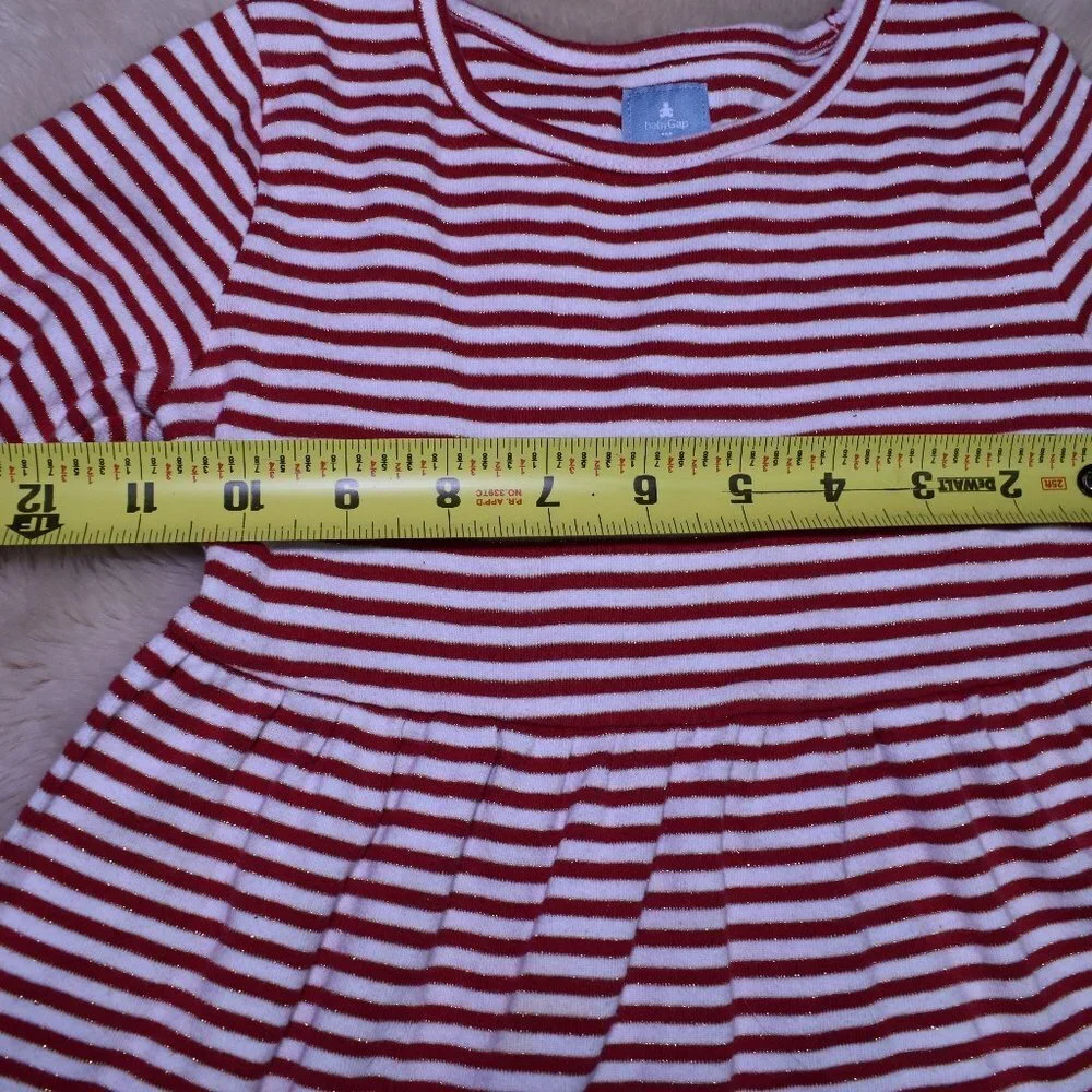Baby Gap Girls Striped Dress Size 5 Long Sleeve Red White Holiday
